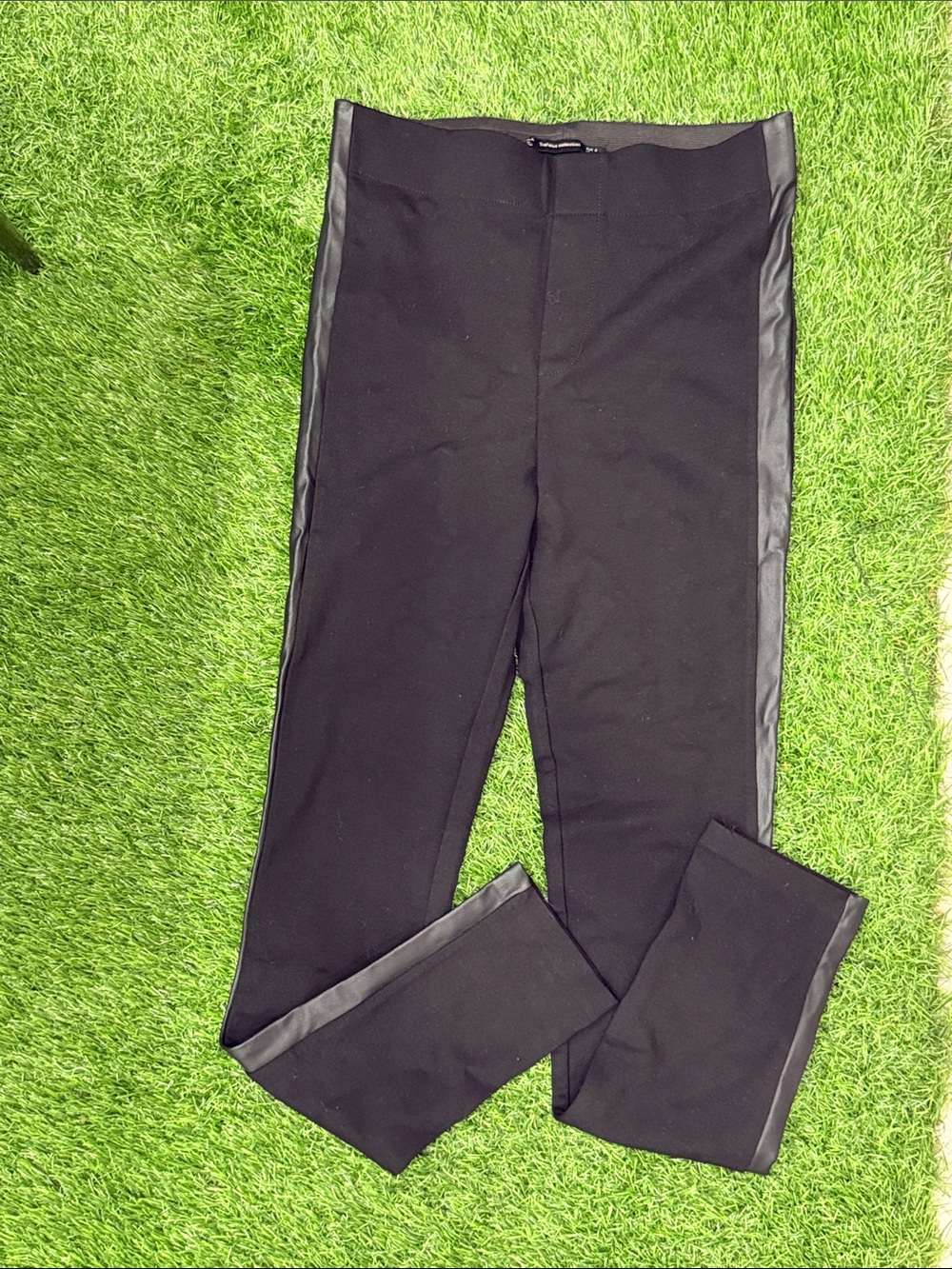 Zara Black Skinny Ponte Pants with Satin Side Trim